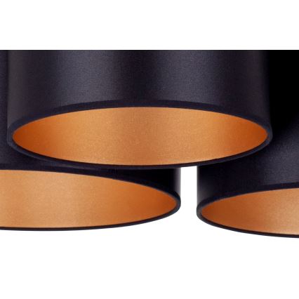 Duolla - Candeeiro integrado ROLLER TRIO SHINY 3xE27/15W/230V preto/dourada