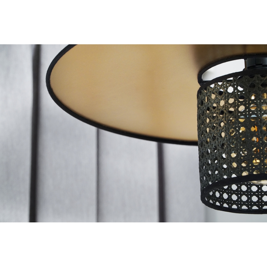 Duolla - Candeeiro integrado TOKYO RATTAN 1xE27/15W/230V diâmetro 50 cm dourado/preto