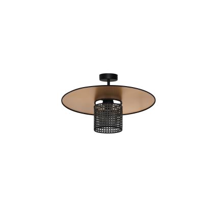 Duolla - Candeeiro integrado TOKYO RATTAN 1xE27/15W/230V diâmetro 50 cm dourado/preto