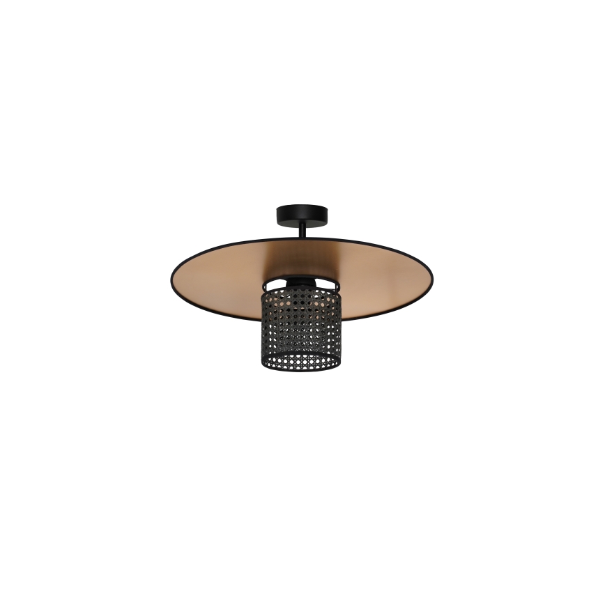 Duolla - Candeeiro integrado TOKYO RATTAN 1xE27/15W/230V diâmetro 50 cm dourado/preto