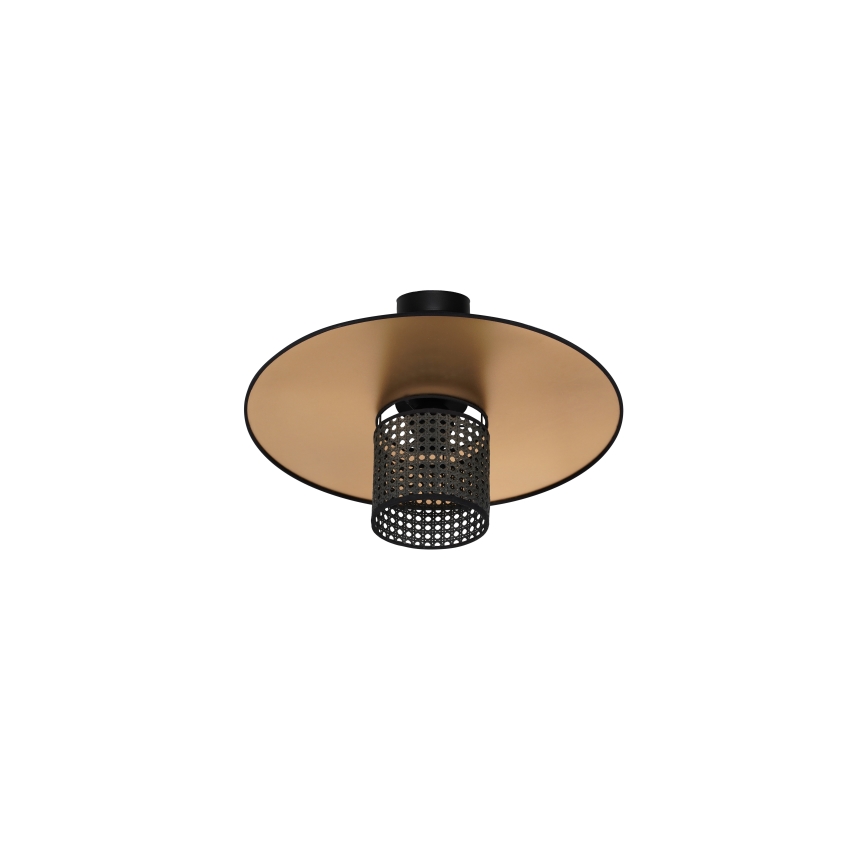 Duolla - Candeeiro integrado TOKYO RATTAN 1xE27/15W/230V diâmetro 50 cm dourado/preto