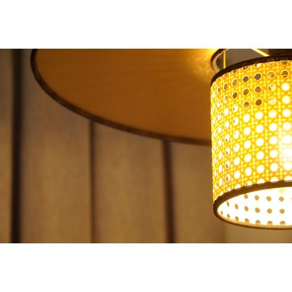 Duolla - Candeeiro integrado TOKYO RATTAN 1xE27/15W/230V diâmetro 50 cm dourado/vime