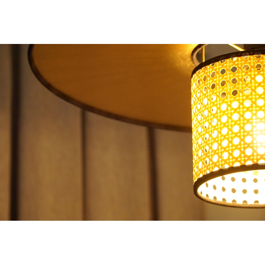Duolla - Candeeiro integrado TOKYO RATTAN 1xE27/15W/230V diâmetro 50 cm dourado/vime