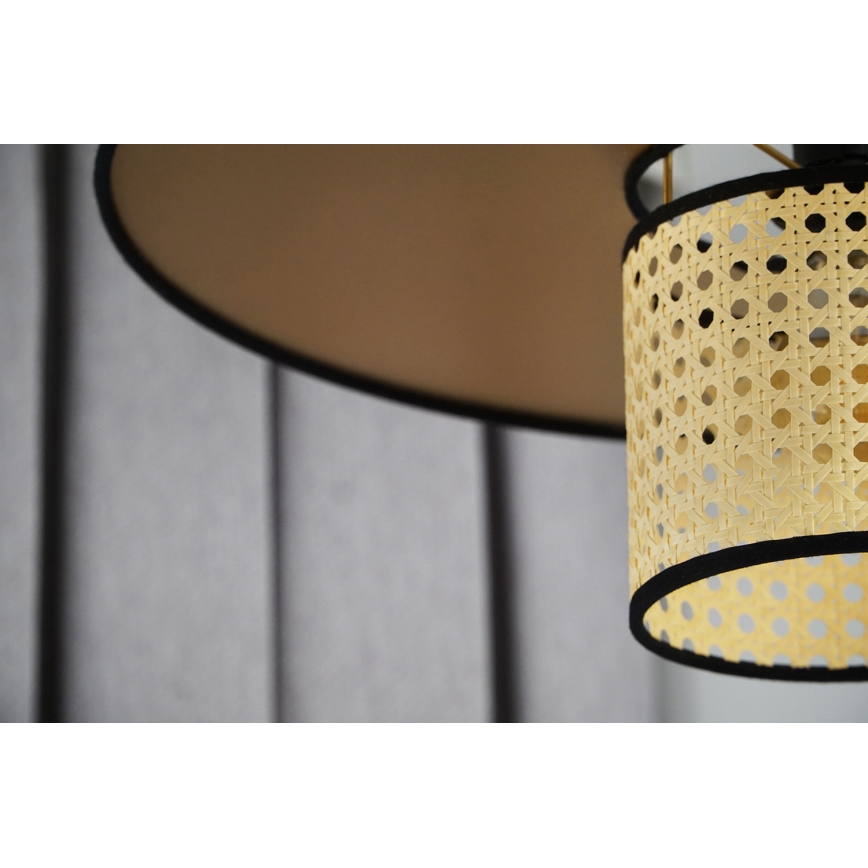 Duolla - Candeeiro integrado TOKYO RATTAN 1xE27/15W/230V diâmetro 50 cm dourado/vime