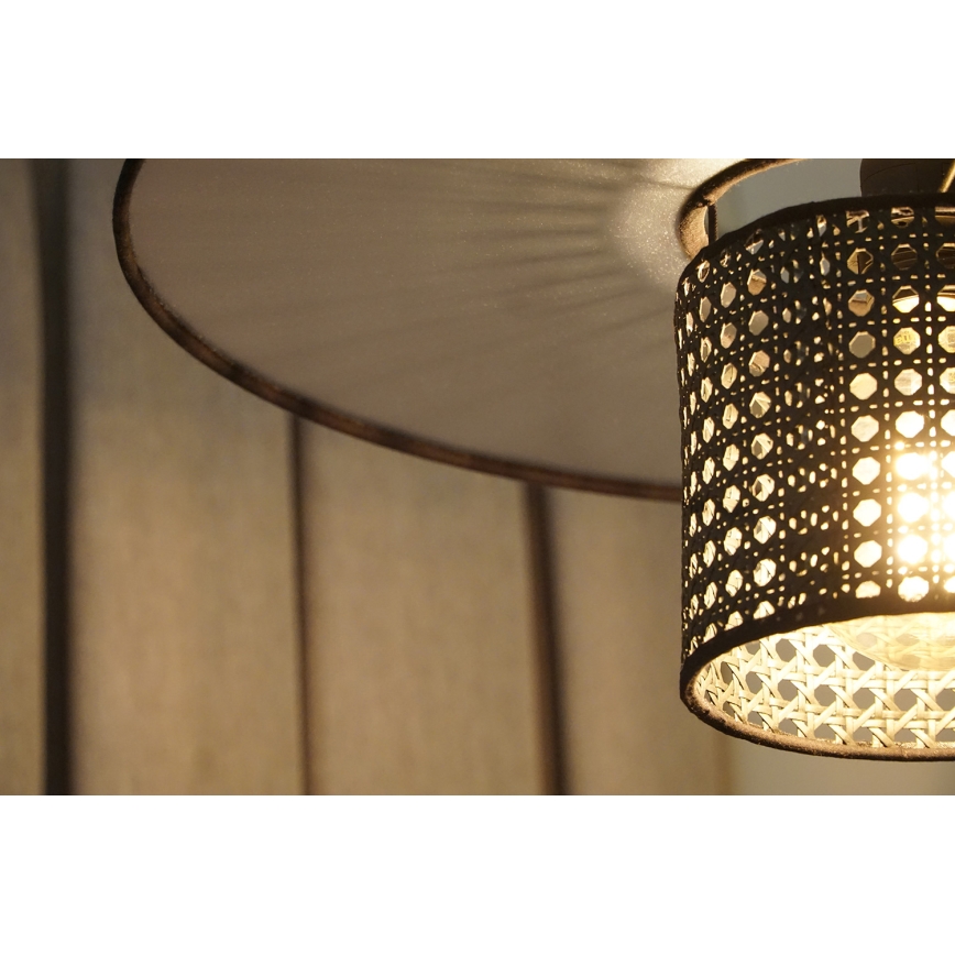 Duolla - Candeeiro integrado TOKYO RATTAN 1xE27/15W/230V diâmetro 50 cm preto/prateado