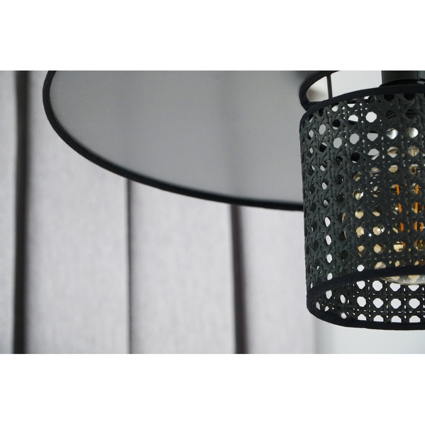 Duolla - Candeeiro integrado TOKYO RATTAN 1xE27/15W/230V diâmetro 50 cm preto/prateado