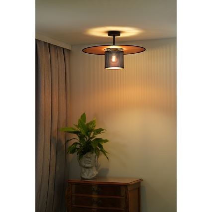 Duolla - Candeeiro integrado TOKYO SHINY 1xE27/15W/230V diâmetro 50 cm preto/cobre
