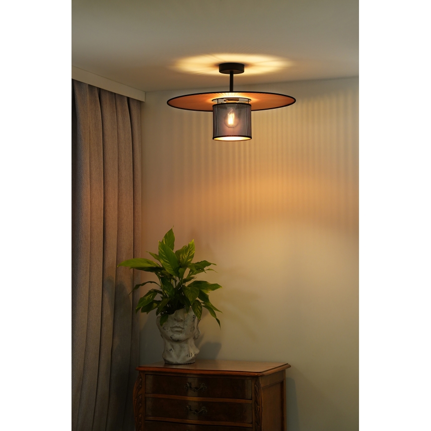 Duolla - Candeeiro integrado TOKYO SHINY 1xE27/15W/230V diâmetro 50 cm preto/cobre