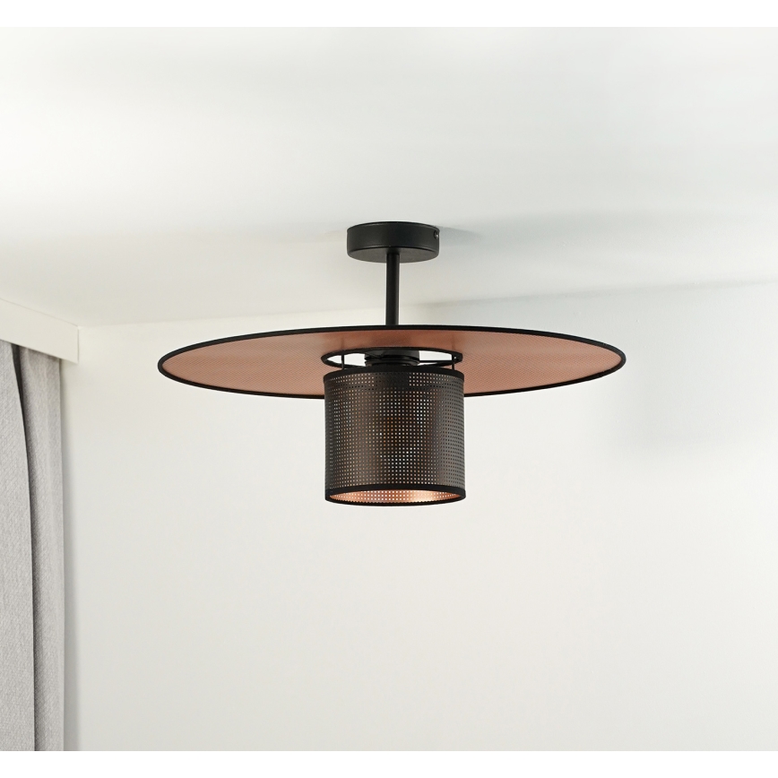 Duolla - Candeeiro integrado TOKYO SHINY 1xE27/15W/230V diâmetro 50 cm preto/cobre