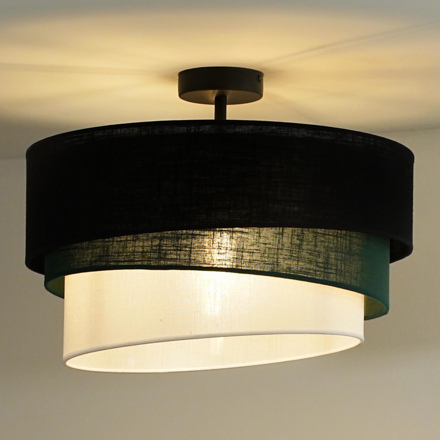Duolla - Candeeiro integrado TRIO 1xE27/15W/230V diâmetro 45 cm preto/verde/branco
