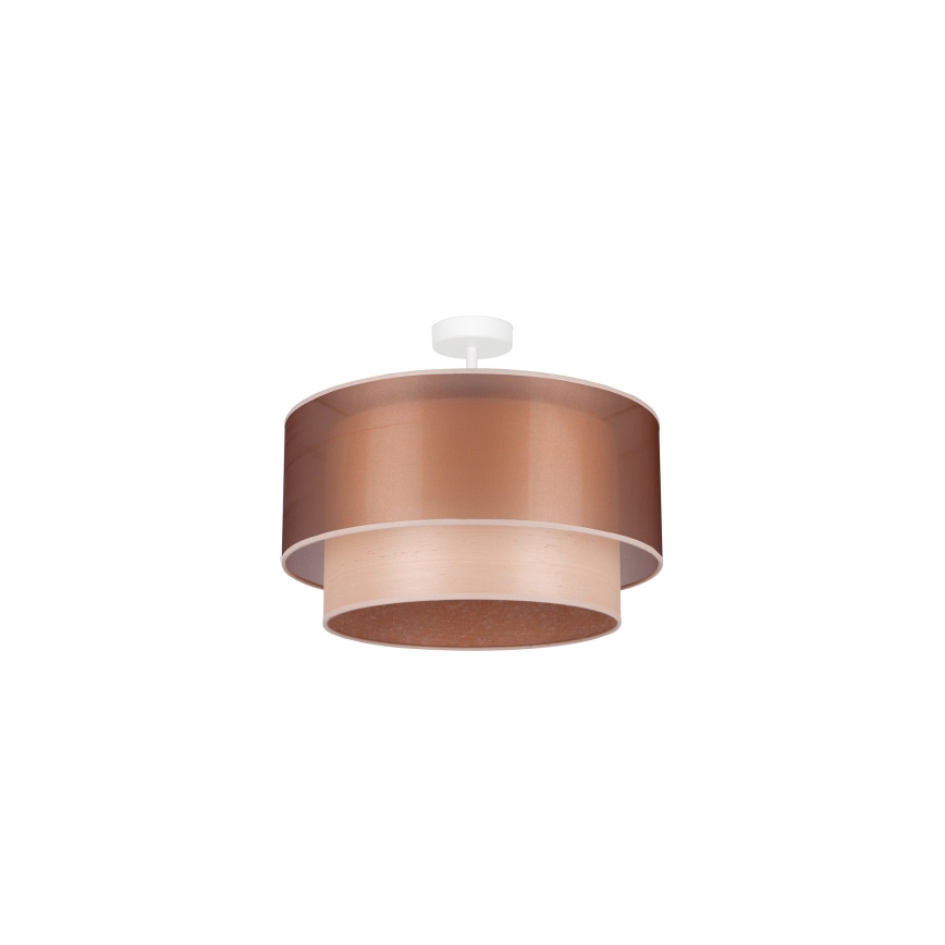 Duolla - Candeeiro integrado WOOD BOHO 1xE27/15W/230V diâmetro 45 cm cobre/bege
