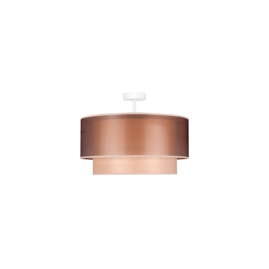 Duolla - Candeeiro integrado WOOD BOHO 1xE27/15W/230V diâmetro 45 cm cobre/bege