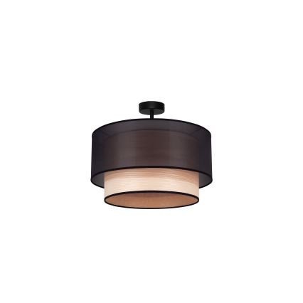 Duolla - Candeeiro integrado WOOD BOHO 1xE27/15W/230V diâmetro 45 cm preto/bege