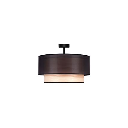 Duolla - Candeeiro integrado WOOD BOHO 1xE27/15W/230V diâmetro 45 cm preto/bege