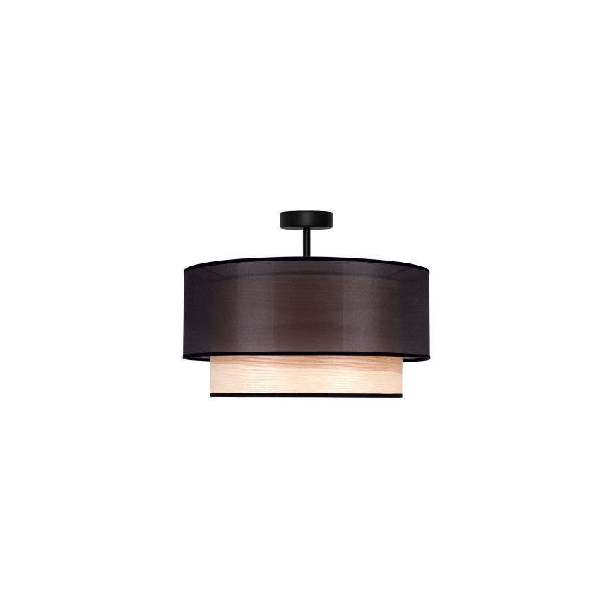 Duolla - Candeeiro integrado WOOD BOHO 1xE27/15W/230V diâmetro 45 cm preto/bege
