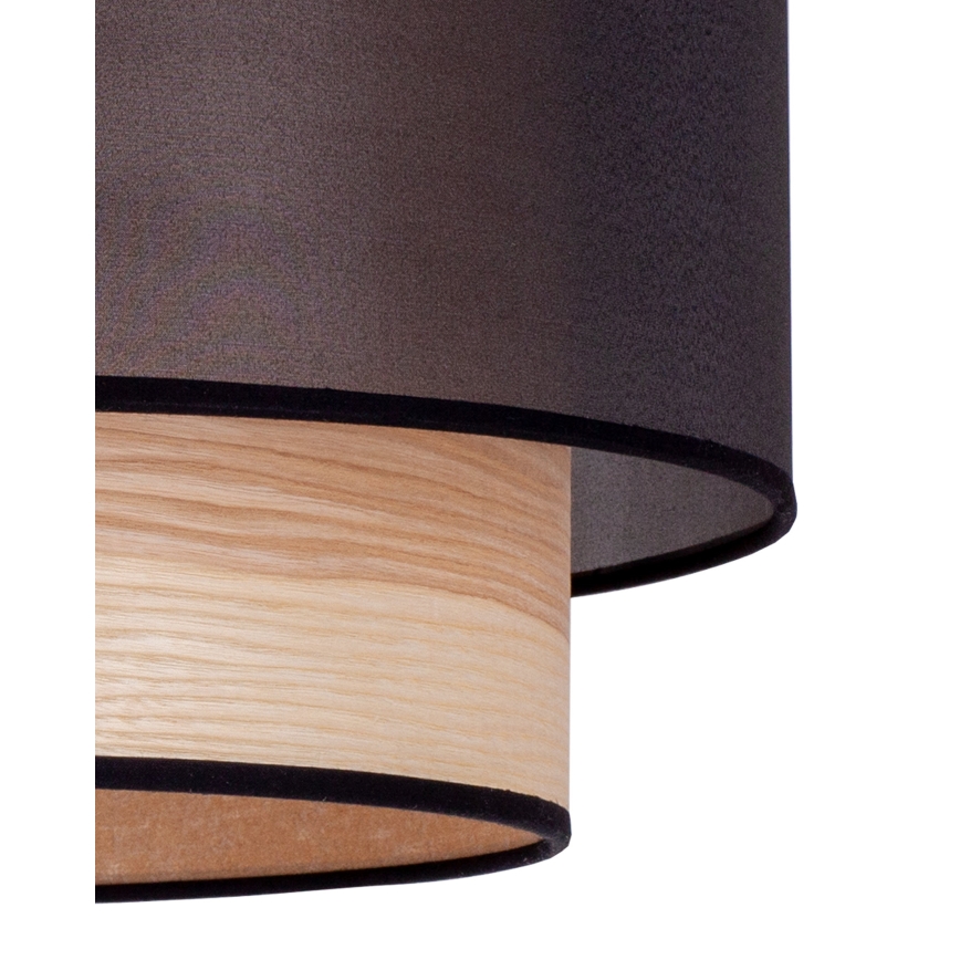Duolla - Candeeiro integrado WOOD BOHO 1xE27/15W/230V diâmetro 45 cm preto/bege