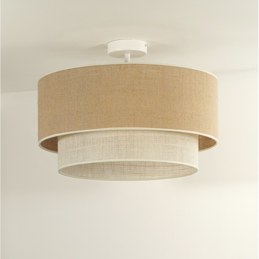 Duolla - Candeeiro integrado YUTE BOHO 1xE27/15W/230V diâmetro 45 cm castanho/creme