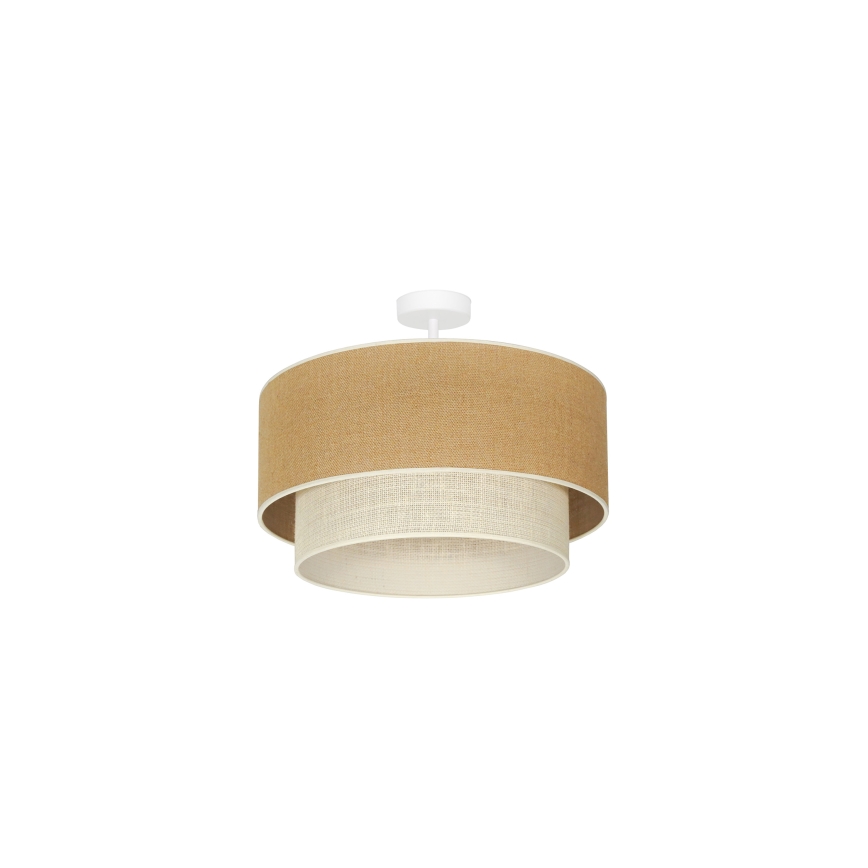Duolla - Candeeiro integrado YUTE BOHO 1xE27/15W/230V diâmetro 45 cm castanho/creme