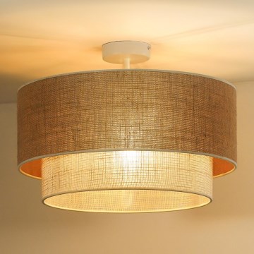 Duolla - Candeeiro integrado YUTE BOHO 3xE27/15W/230V diâmetro 60 cm castanho/creme