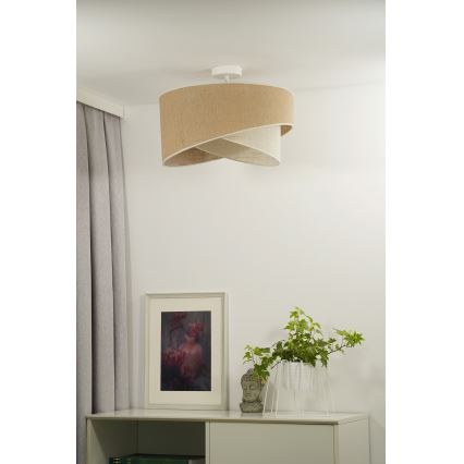 Duolla - Candeeiro integrado YUTE CELLO 1xE27/15W/230V diâmetro 45 cm castanho/cinzento