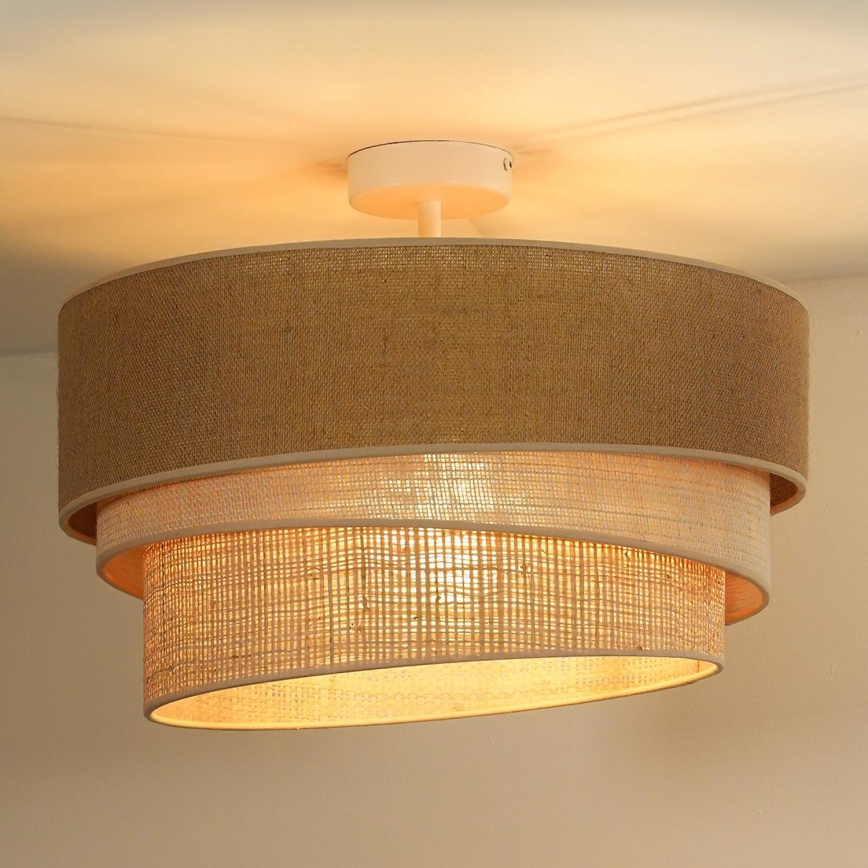 Duolla - Candeeiro integrado YUTE TRIO 3xE27/15W/230V diâmetro 60 cm castanho/cinzento/bege