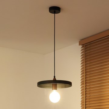 Duolla - Candeeiro pendente com cabo IRONLINE 1xE27/15W/230V Ø 30 cm preto/cobre