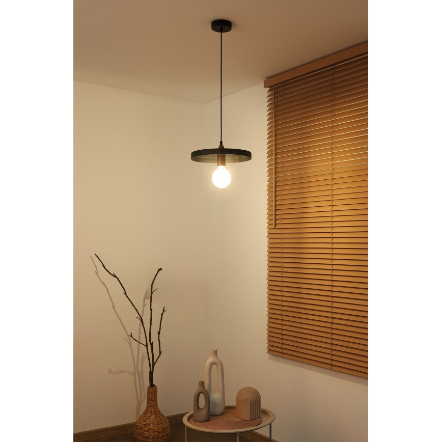 Duolla - Candeeiro pendente com cabo IRONLINE 1xE27/15W/230V Ø 30 cm preto/cobre