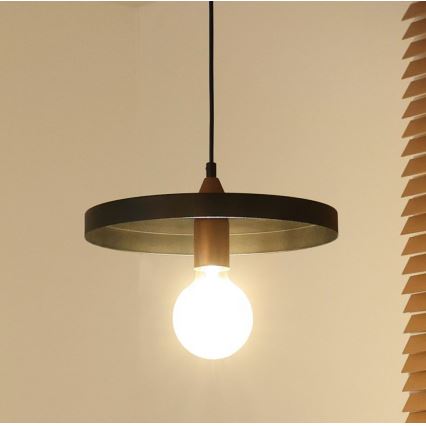 Duolla - Candeeiro pendente com cabo IRONLINE 1xE27/15W/230V Ø 30 cm preto/cobre