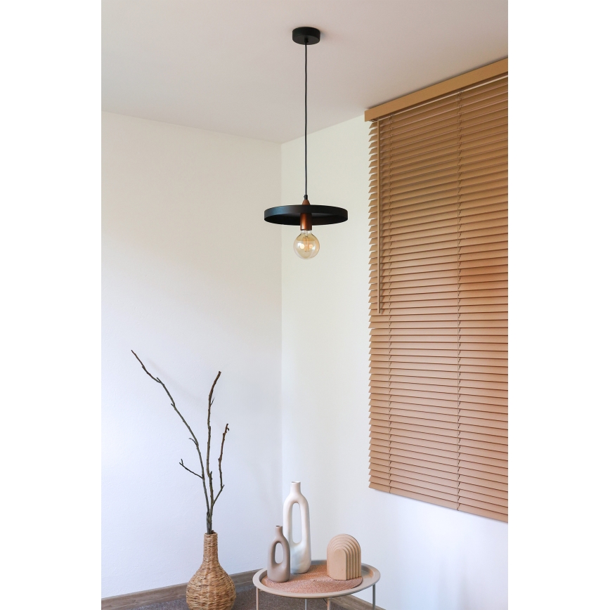 Duolla - Candeeiro pendente com cabo IRONLINE 1xE27/15W/230V Ø 30 cm preto/cobre