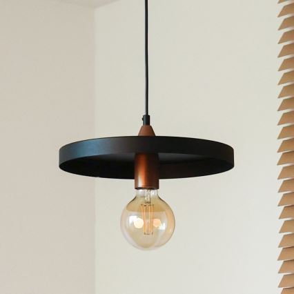Duolla - Candeeiro pendente com cabo IRONLINE 1xE27/15W/230V Ø 30 cm preto/cobre