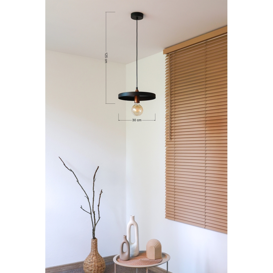 Duolla - Candeeiro pendente com cabo IRONLINE 1xE27/15W/230V Ø 30 cm preto/cobre