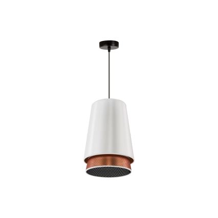 Duolla - Candeeiro suspenso BELL SHINY 1xE27/15W/230V diâmetro 25 cm branco/cobre