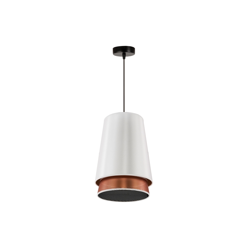 Duolla - Candeeiro suspenso BELL SHINY 1xE27/15W/230V diâmetro 25 cm branco/cobre