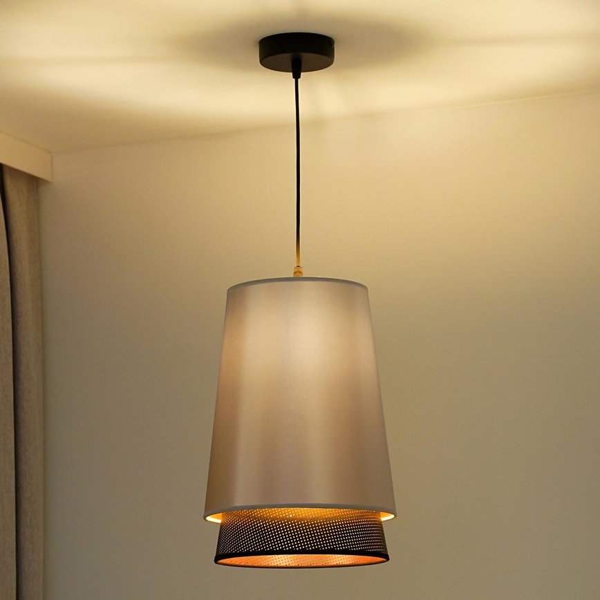Duolla - Candeeiro suspenso BELL SHINY 1xE27/15W/230V diâmetro 25 cm prateado/preto