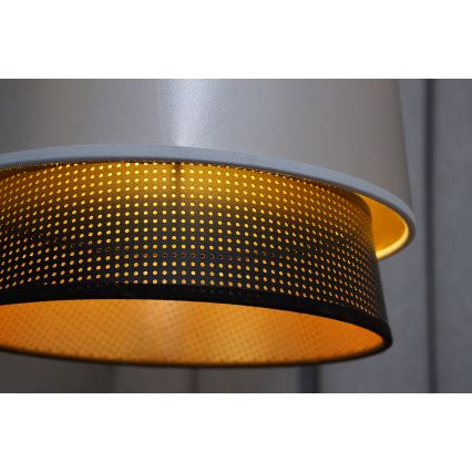 Duolla - Candeeiro suspenso BELL SHINY 1xE27/15W/230V diâmetro 25 cm prateado/preto