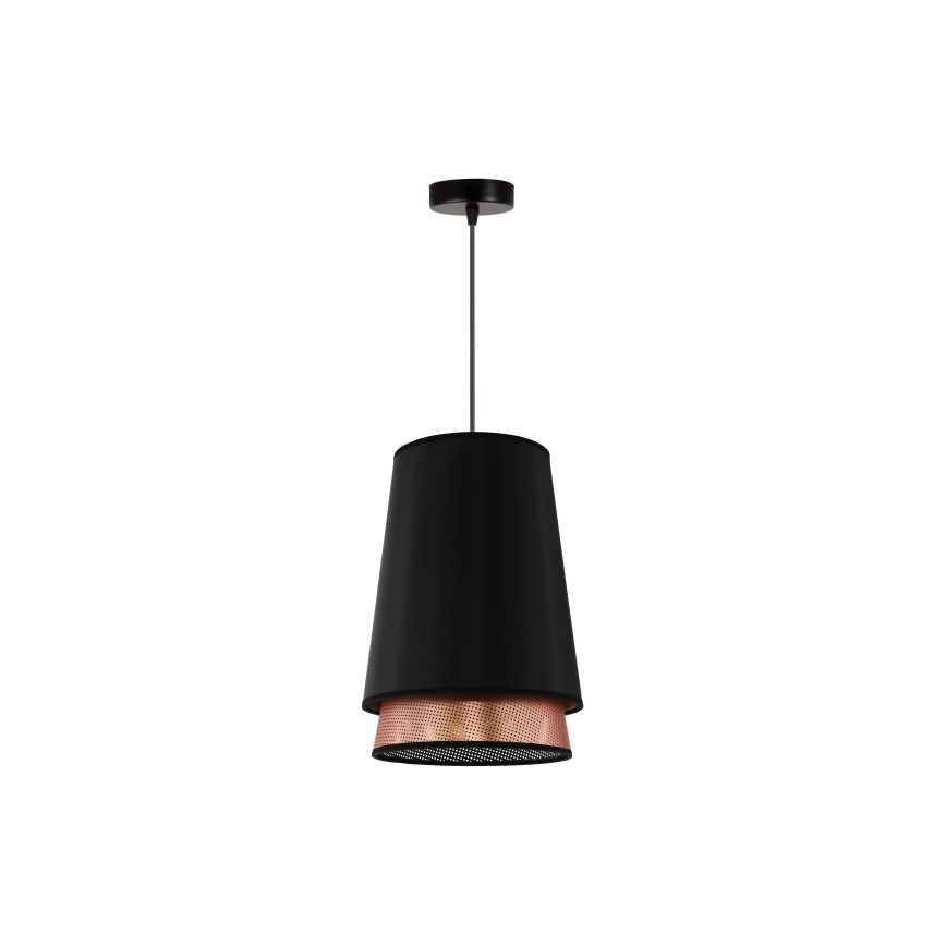 Duolla - Candeeiro suspenso BELL SHINY 1xE27/15W/230V diâmetro 25 cm preto/cobre