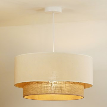 Duolla - Candeeiro suspenso BOHO 1xE27/15W/230V bege/castanho