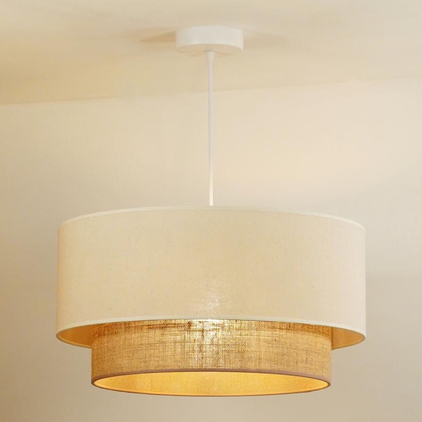 Duolla - Candeeiro suspenso BOHO 1xE27/15W/230V bege/castanho