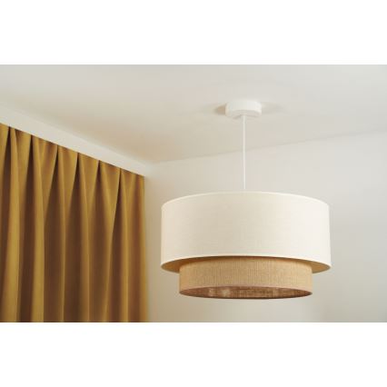 Duolla - Candeeiro suspenso BOHO 1xE27/15W/230V bege/castanho