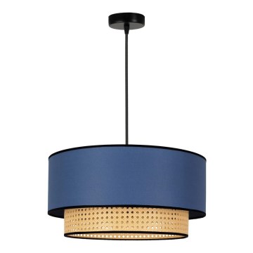 Duolla - Candeeiro suspenso BOHO 1xE27/15W/230V diâmetro 45 cm azul/vime