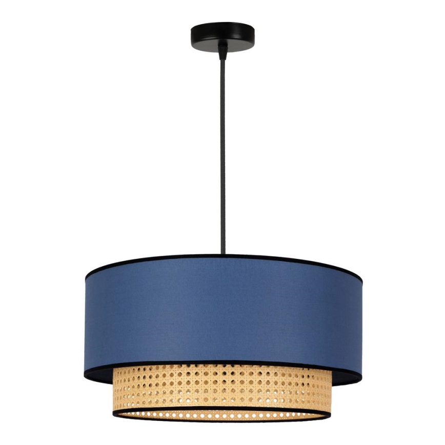 Duolla - Candeeiro suspenso BOHO 1xE27/15W/230V diâmetro 45 cm azul/vime