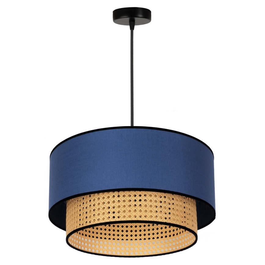 Duolla - Candeeiro suspenso BOHO 1xE27/15W/230V diâmetro 45 cm azul/vime