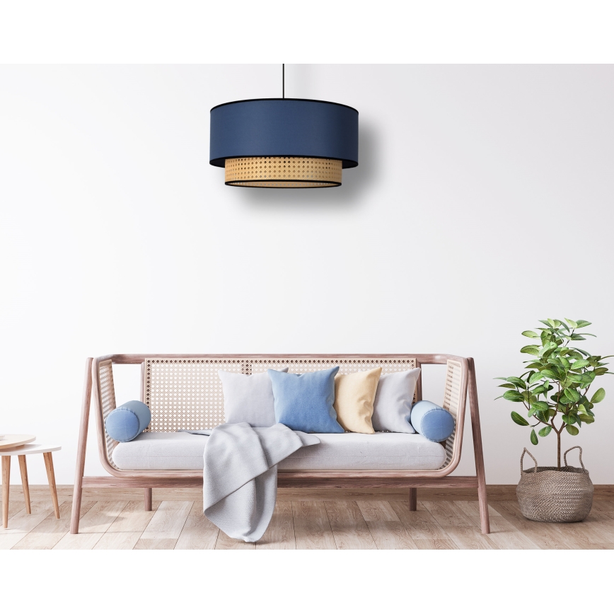 Duolla - Candeeiro suspenso BOHO 1xE27/15W/230V diâmetro 45 cm azul/vime