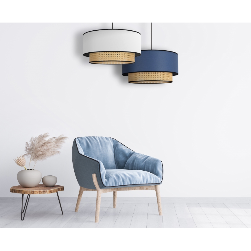 Duolla - Candeeiro suspenso BOHO 1xE27/15W/230V diâmetro 45 cm azul/vime