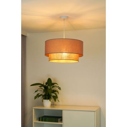 Duolla - Candeeiro suspenso BOHO 1xE27/15W/230V diâmetro 45 cm bege/castanho