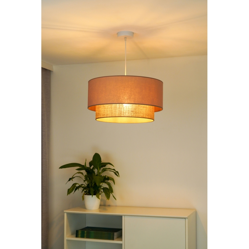 Duolla - Candeeiro suspenso BOHO 1xE27/15W/230V diâmetro 45 cm bege/castanho