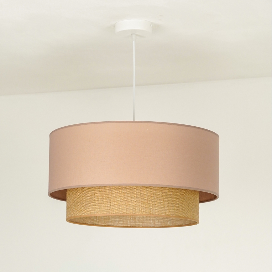 Duolla - Candeeiro suspenso BOHO 1xE27/15W/230V diâmetro 45 cm bege/castanho