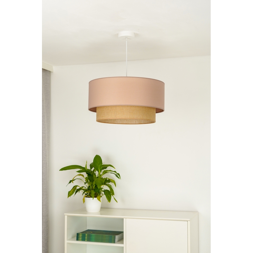 Duolla - Candeeiro suspenso BOHO 1xE27/15W/230V diâmetro 45 cm bege/castanho