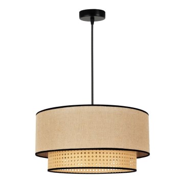 Duolla - Candeeiro suspenso BOHO 1xE27/15W/230V diâmetro 45 cm bege/vime