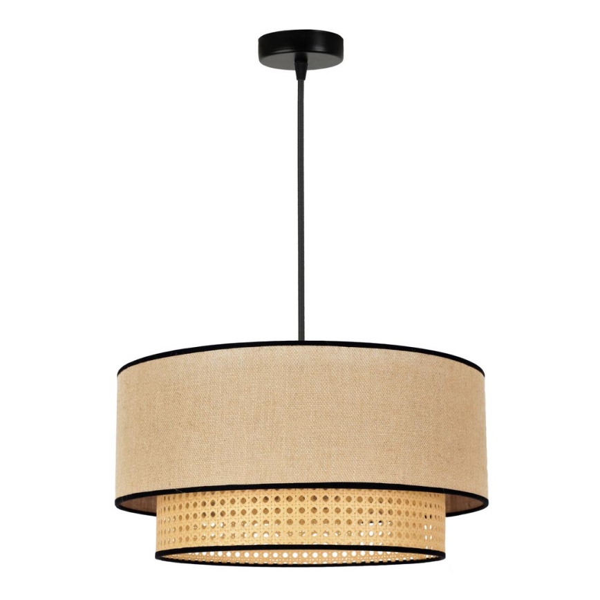 Duolla - Candeeiro suspenso BOHO 1xE27/15W/230V diâmetro 45 cm bege/vime